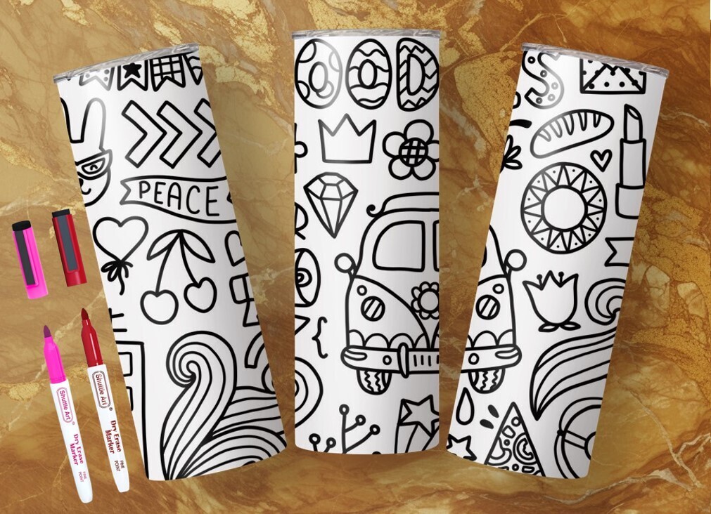 VERRE 20oz DESSINS AMUSANTS INCLUANT 2 CRAYONS EFFACABLES AU CHOIX
