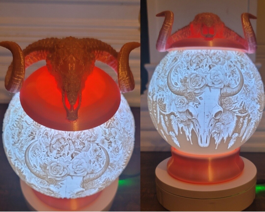 BOULE LUMINEUSE 15cm de diamètre CRÂNE VACHE