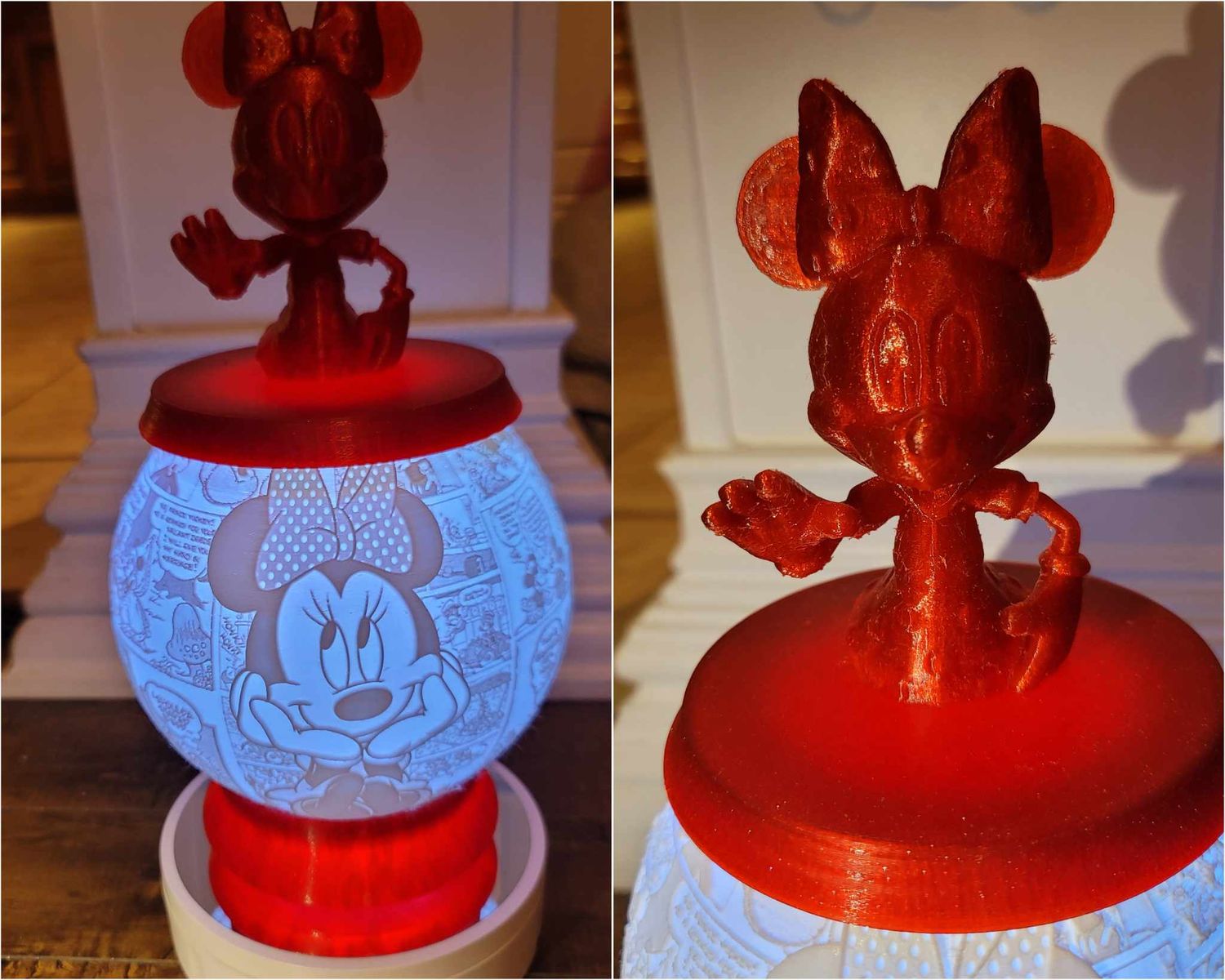BOULE LUMINEUSE 15cm de diamètre  MINNIE/MICKEY
