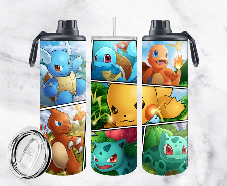 COLLECTION POKEMON 20oz (2 COUVERCLES, UN ANTI-FUITE ET UN COULISSABLE)