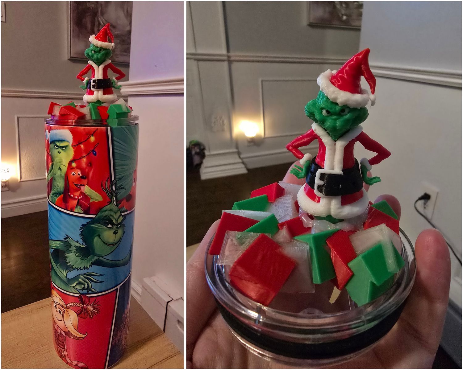 COUVERCLE DÉCORATIF GRINCH ( pour format de bouteille 20oz)