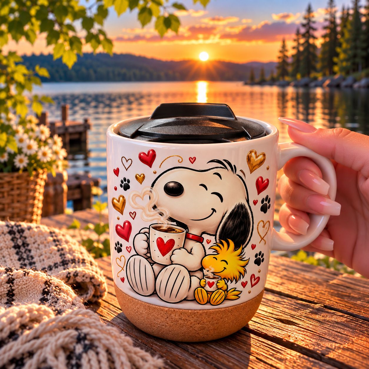 Tasse en céramique 13oz avec couvercle