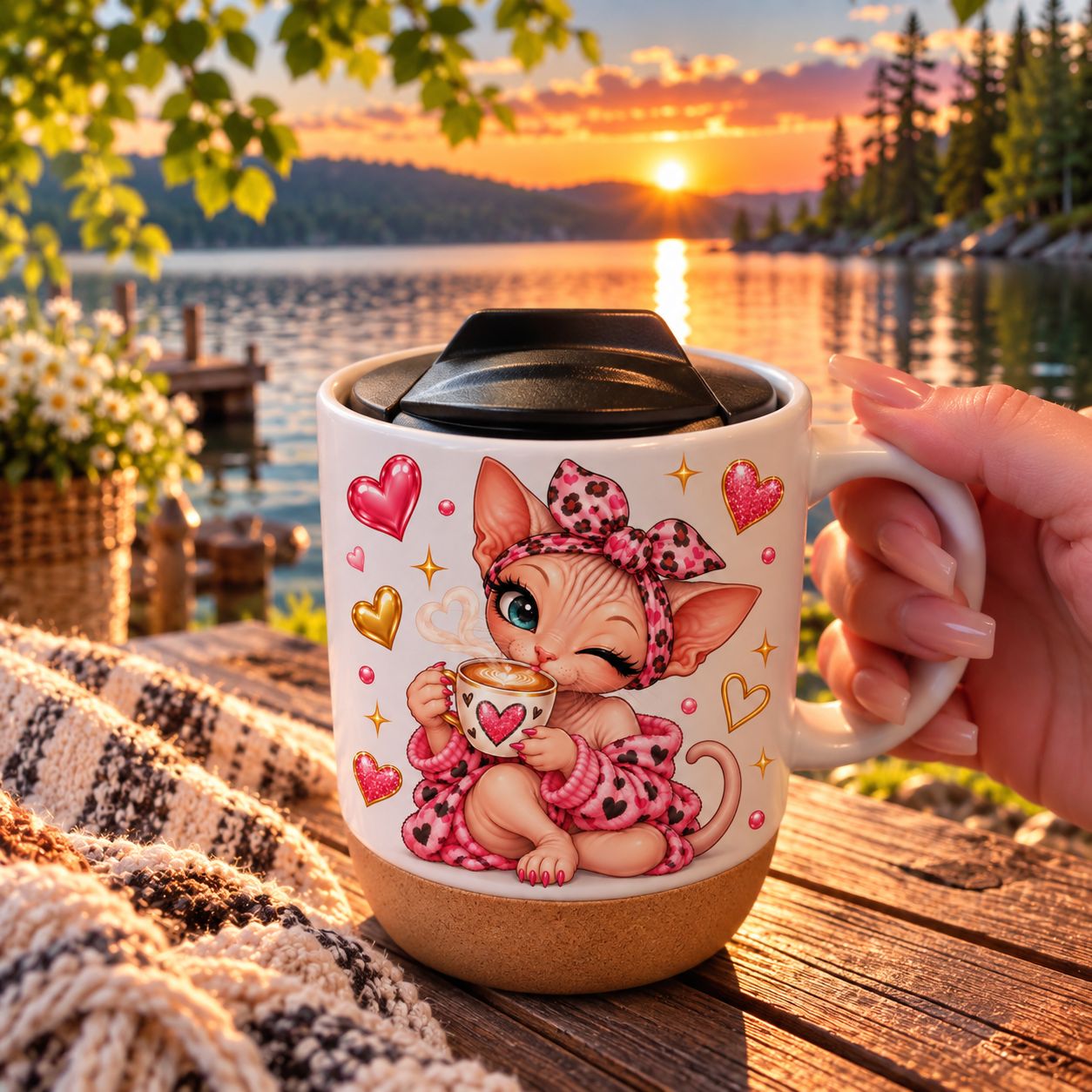 Tasse en céramique 13oz avec couvercle
