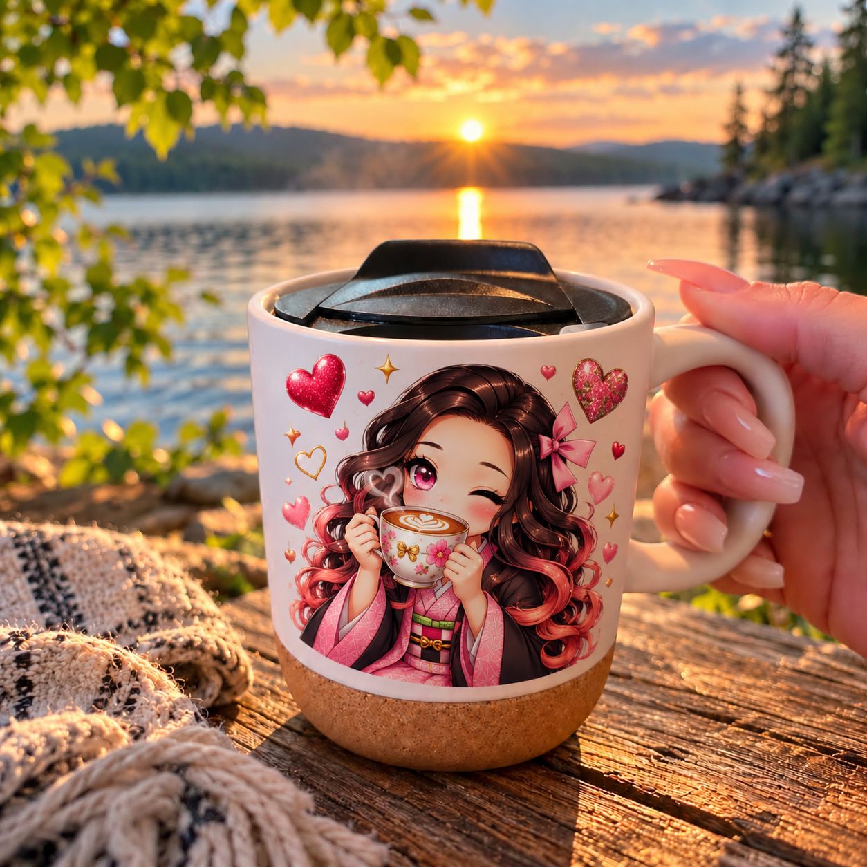 Tasse en céramique 13oz avec couvercle