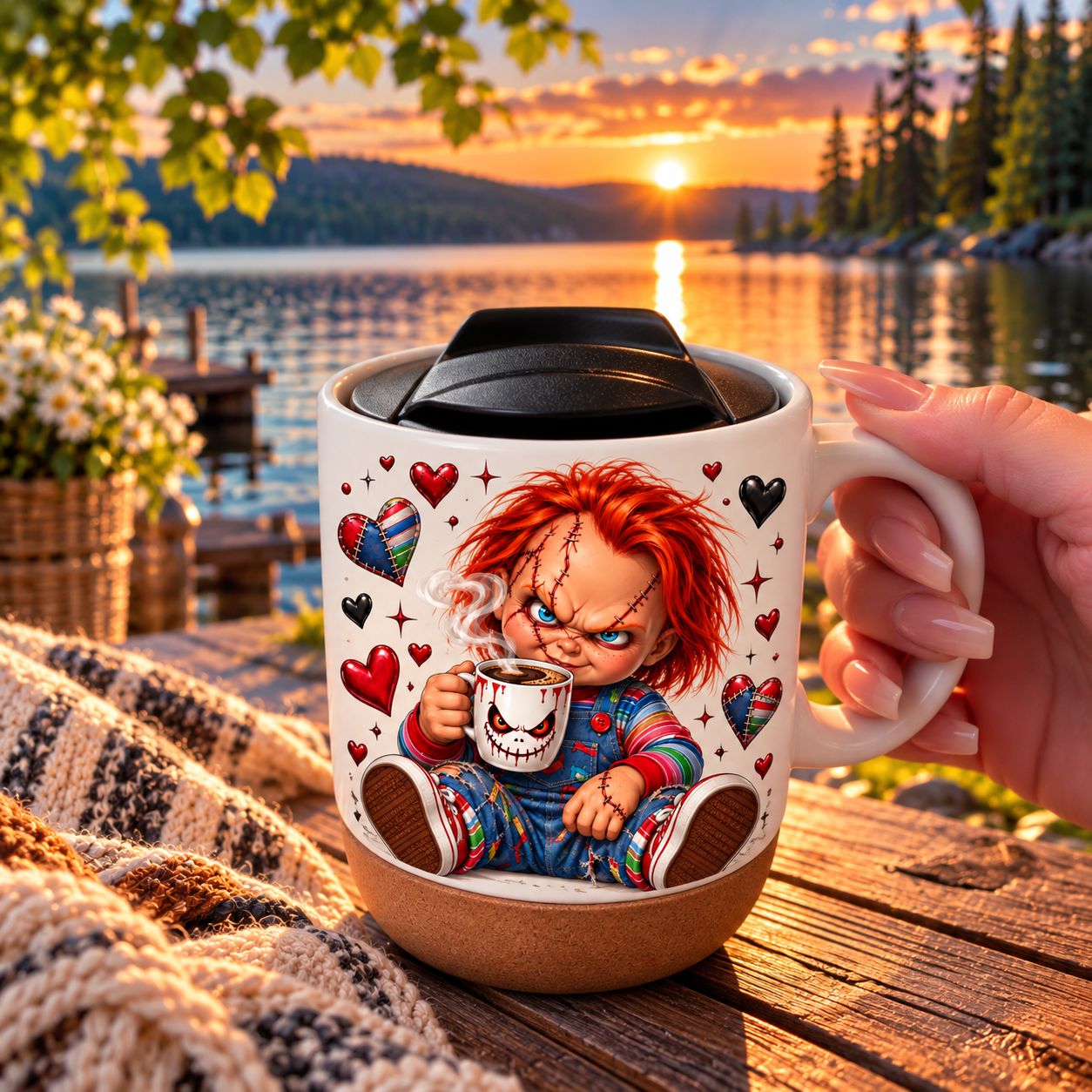 Tasse en céramique 13oz avec couvercle