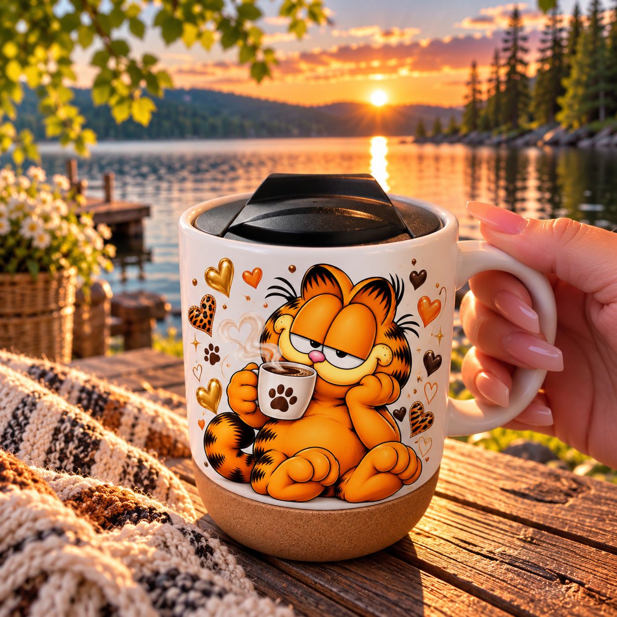 Tasse en céramique 13oz avec couvercle