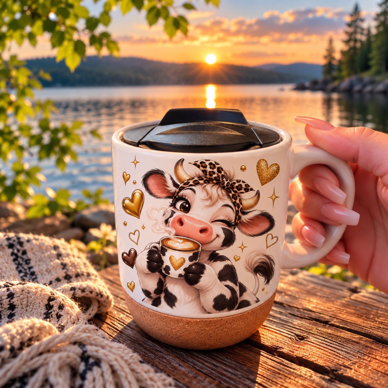 Tasse en céramique 13oz avec couvercle