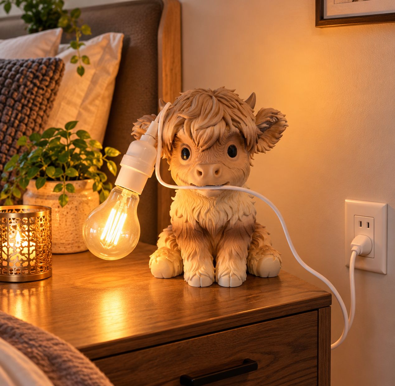 Lampe Highland cow 25cm de haut