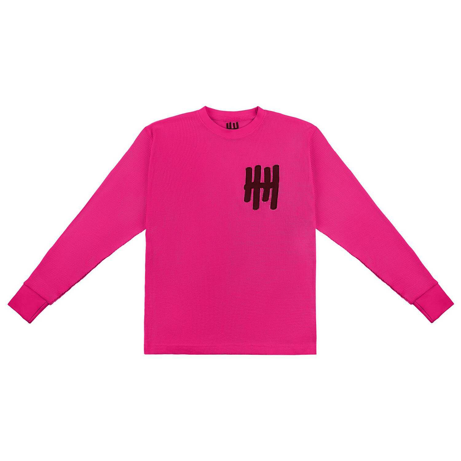 HH Embroidered Heavy Waffle Knit Thermal (Pink/Burguny)