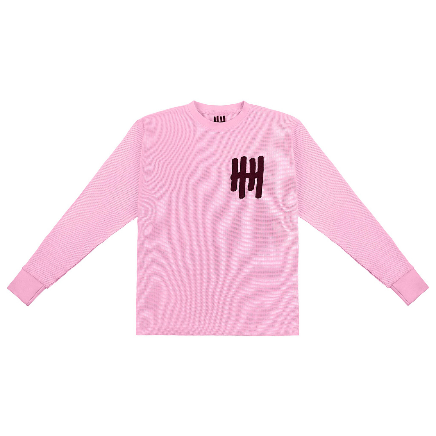 HH Embroidered Heavy Waffle Knit Thermal (Light Pink/Burgundy)
