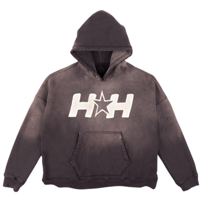 HH Heavy Wash Dyed Embroidered Hoodie (Brown/Creme)