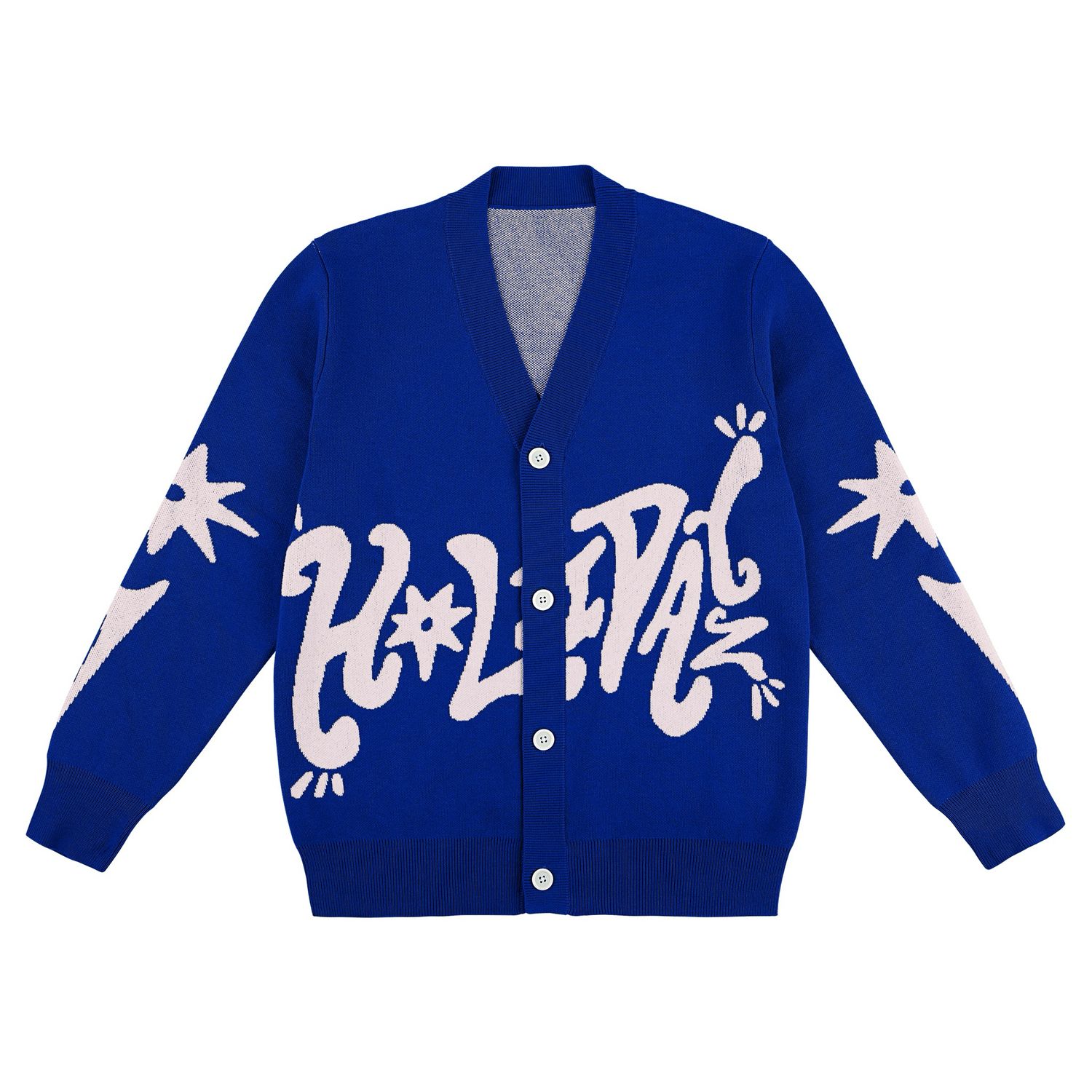 Wholesome Era Holidayz Cardigan (Blue/White)