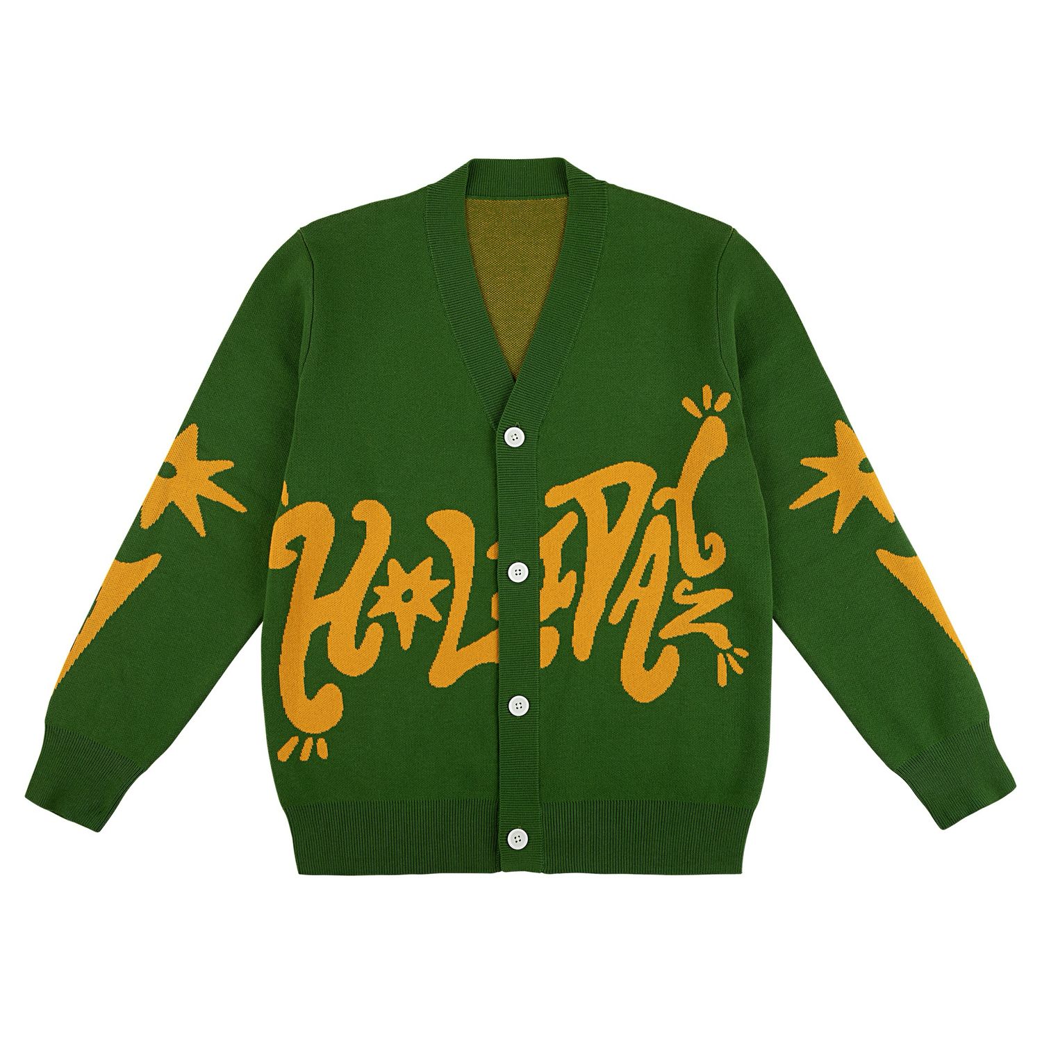 Wholesome Era Holidayz Cardigan (Green/Golden Orange)