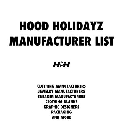 Hood Holidayz Manufacturer List [DIGITAL/E-DELIVERY]