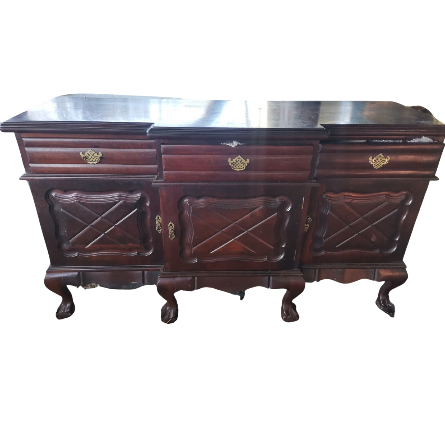 Vintage Solid Wood 3 Door Sideboard Buffet Table
