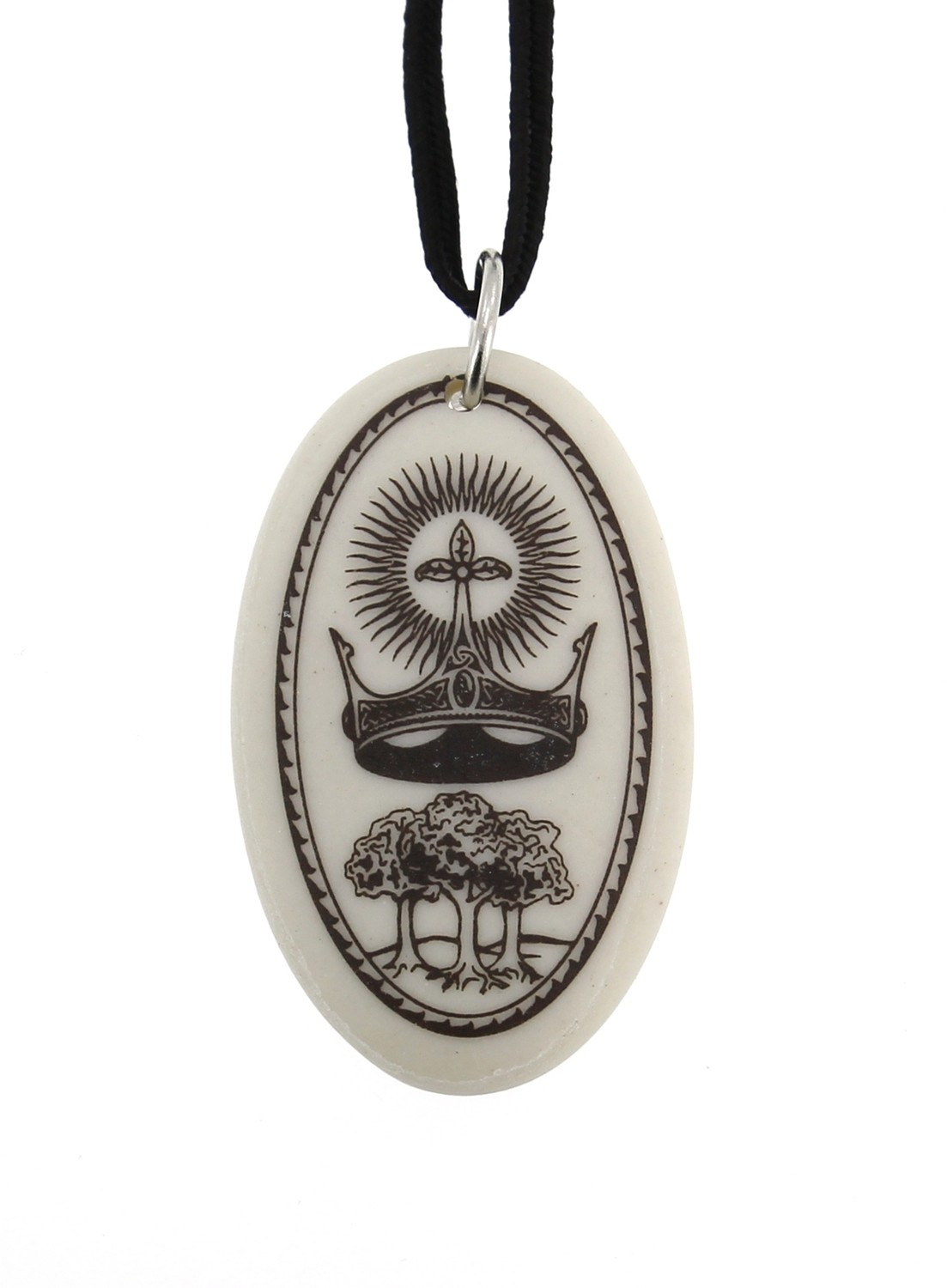 The Crown Oval Handmade Porcelain Pendant