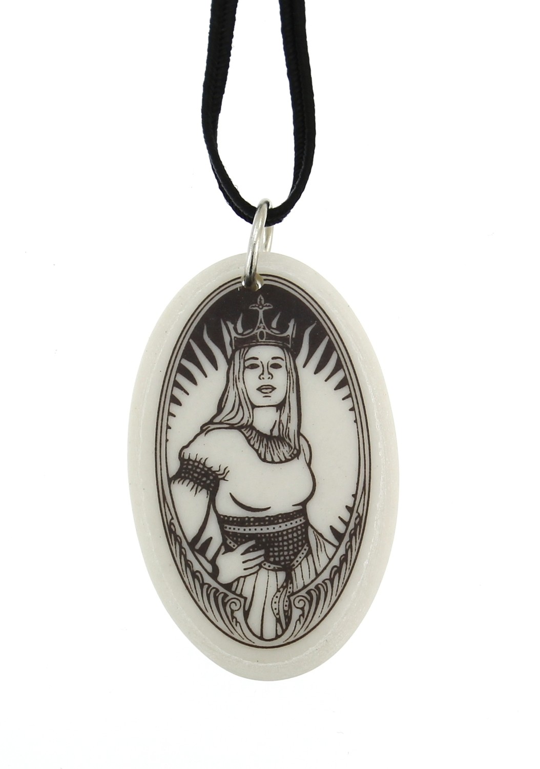 The Queen Guenevere Oval Handmade Porcelain Pendant