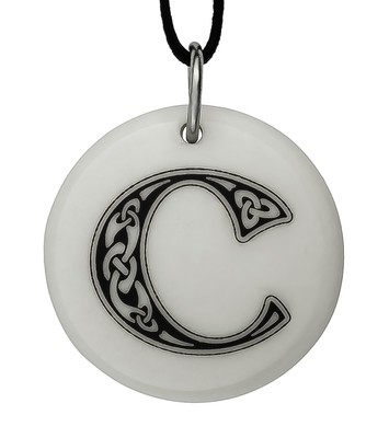 Celtic Initial Letter 'C' Handmade Porcelain Pendant