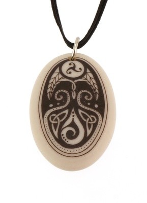 Celtic Cerridwen Goddess of Nature Oval Handmade Porcelain Pendant Celtic Cerridwen Goddess of Nature Oval Handmade Porcelain Pendant
