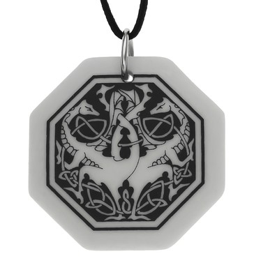 Celtic Dragon Octagon Handmade Porcelain Pendant