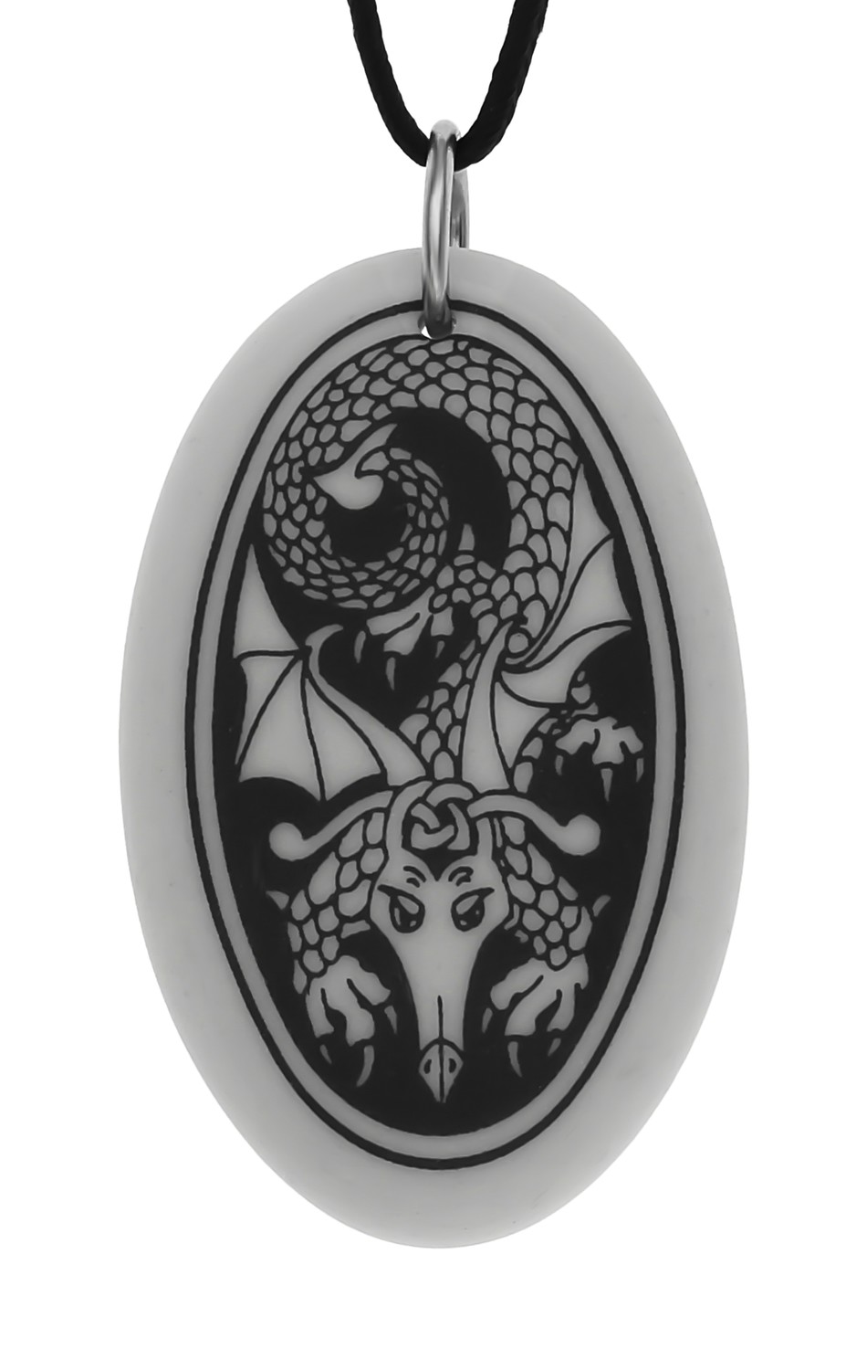Celtic Dragon Oval Handmade Porcelain Pendant