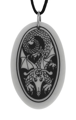 Celtic Dragon Oval Handmade Porcelain Pendant