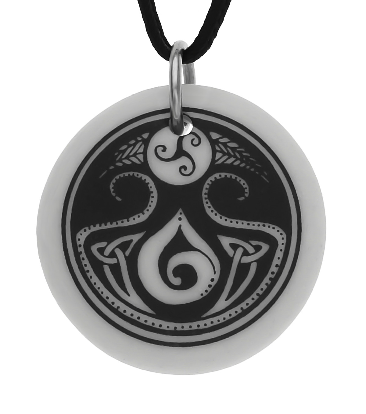Celtic Cerridwen Goddess of Nature Round Handmade Porcelain Pendant