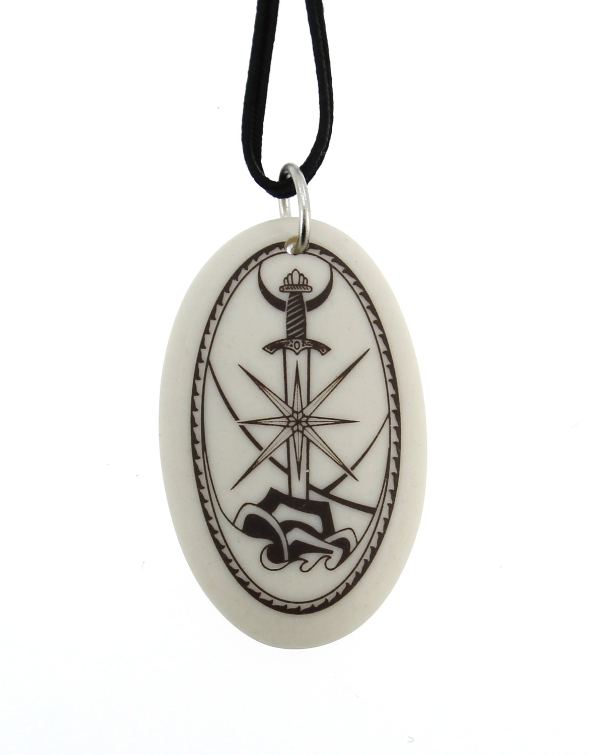 Excalibur Oval Handmade Porcelain Pendant
