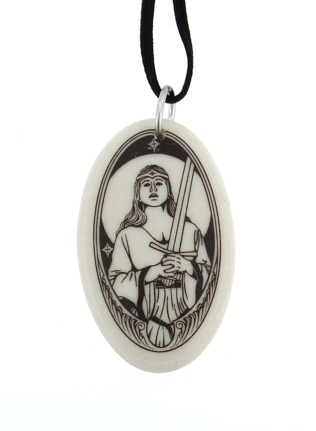 Lady of the Lake Oval Handmade Porcelain Pendant