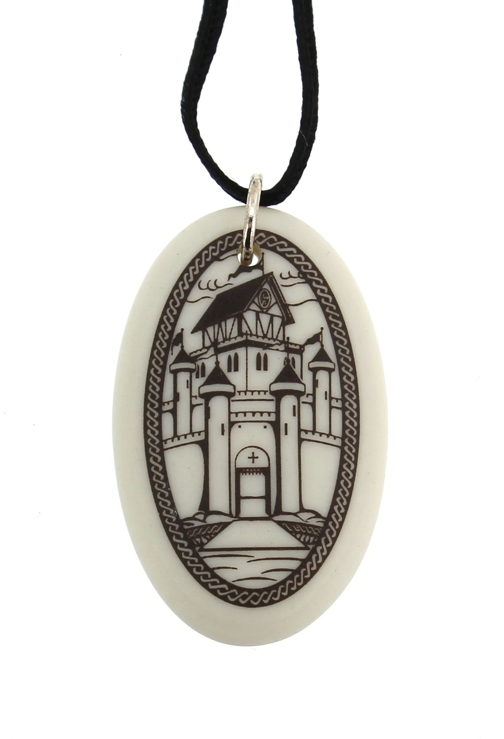 Camelot Oval Handmade Porcelain Pendant
