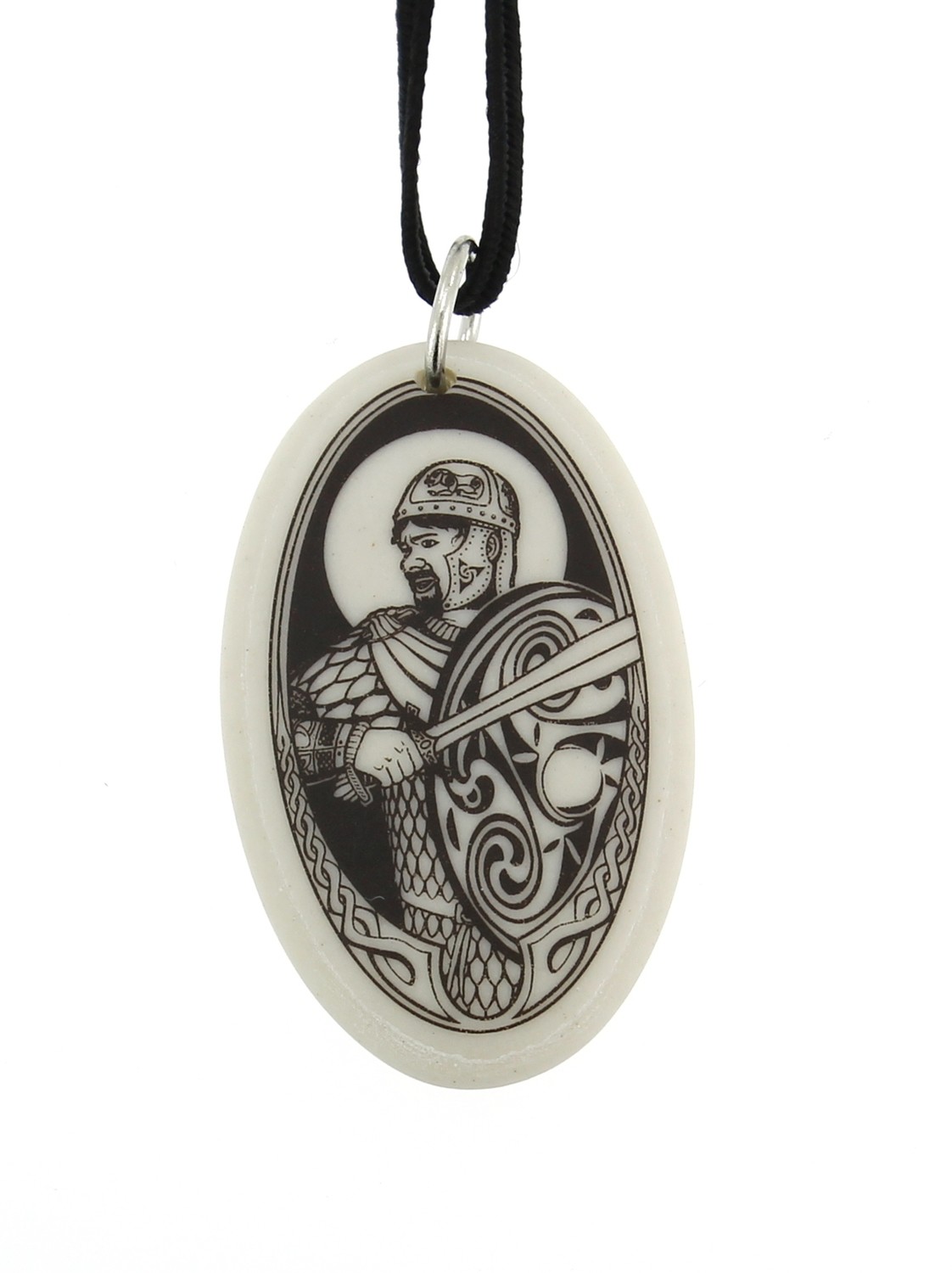 The Knight Lancelot Oval Handmade Porcelain Pendant