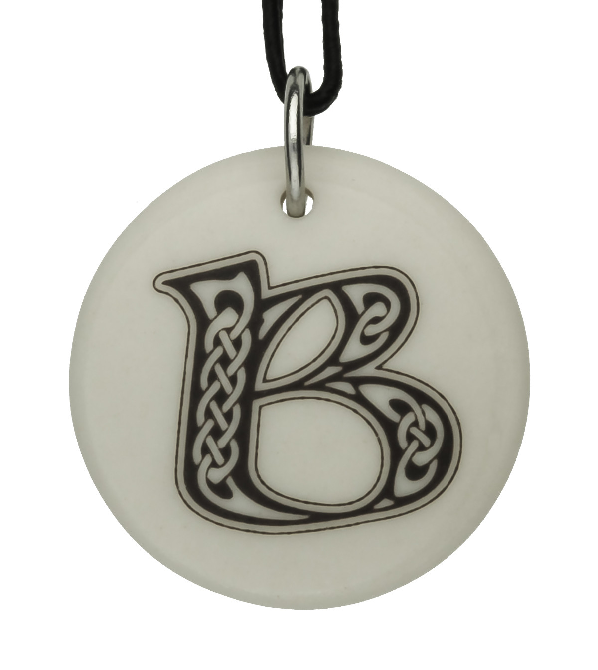 Celtic Initial Letter &#39;B&#39; Handmade Porcelain Pendant