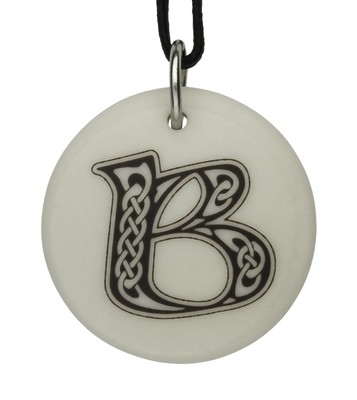 Celtic Initial Letter 'B' Handmade Porcelain Pendant