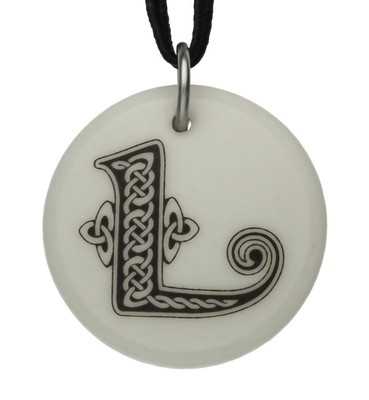 Celtic Initial Letter 'L' Handmade Porcelain Pendant