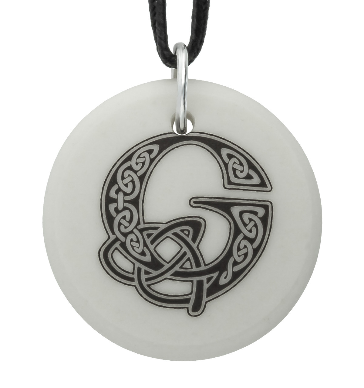 Celtic Initial Letter &#39;G&#39; Handmade Porcelain Pendant
