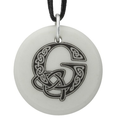 Celtic Initial Letter 'G' Handmade Porcelain Pendant