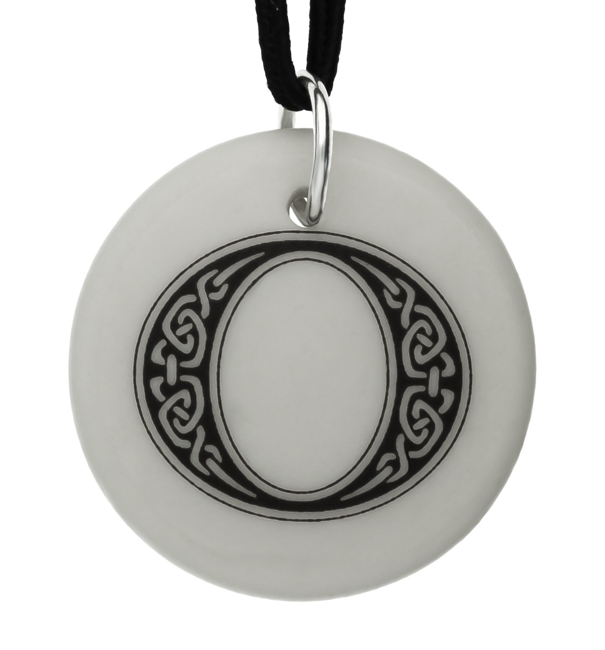 Celtic Initial Letter &#39;O&#39; Handmade Porcelain Pendant