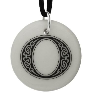 Celtic Initial Letter 'O' Handmade Porcelain Pendant