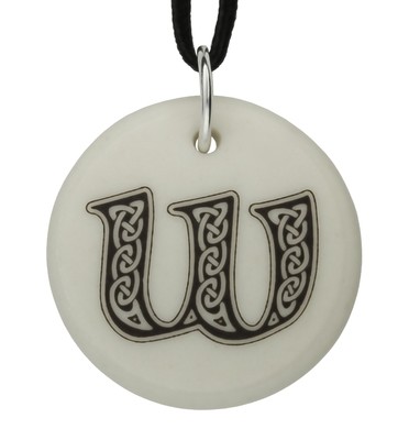 Celtic Initial Letter 'W' Handmade Porcelain Pendant