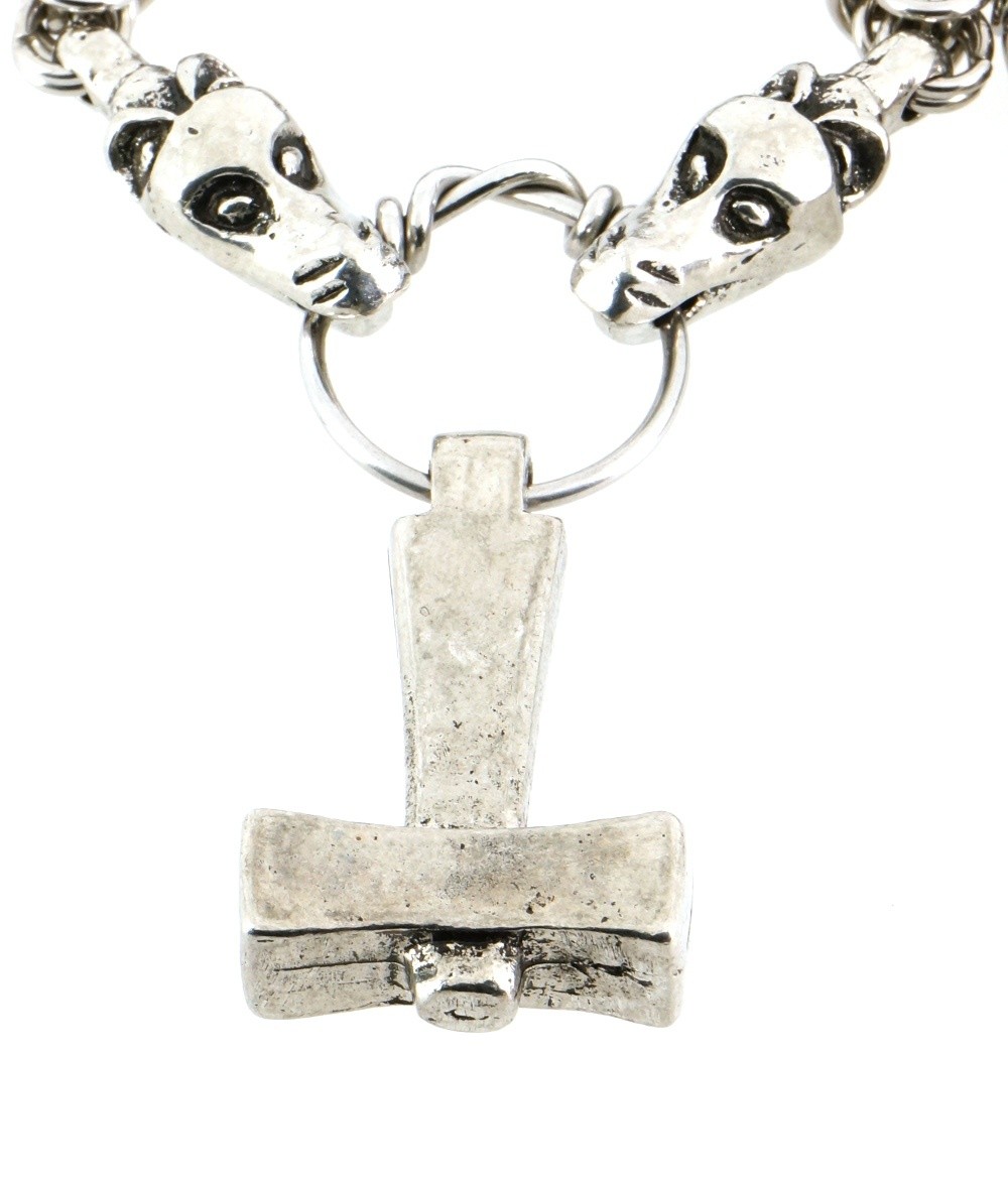 Norse Viking Uppsala Mjolnir Thor&#39;s Hammer Pewter Handmade Pendant Necklace