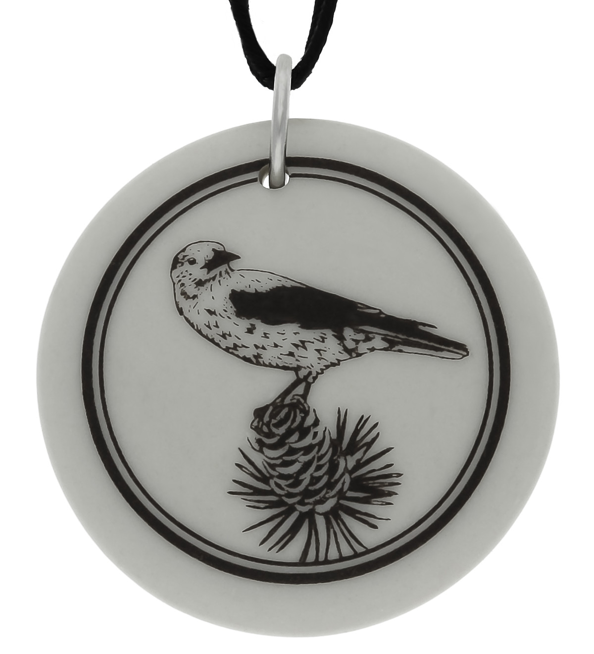 Clark&#39;s Nutcracker Totem Round Handmade Porcelain Pendant