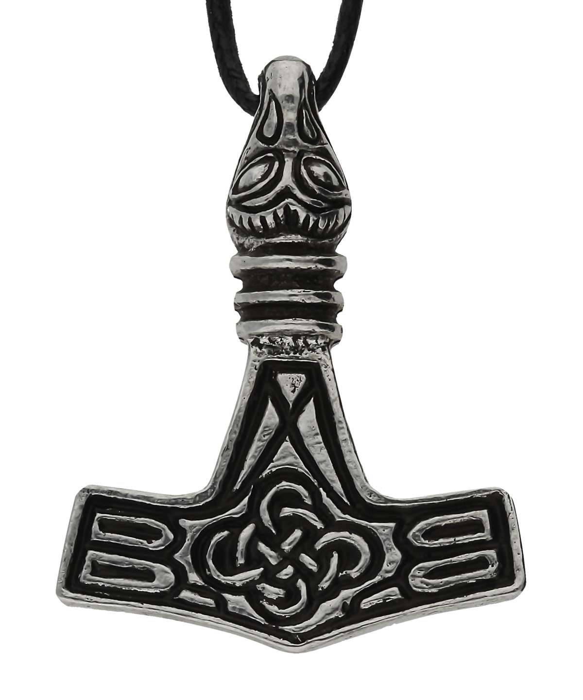 Viking Mjolnir Bird Headed Thor&#39;s Hammer Handmade Pewter Pendant