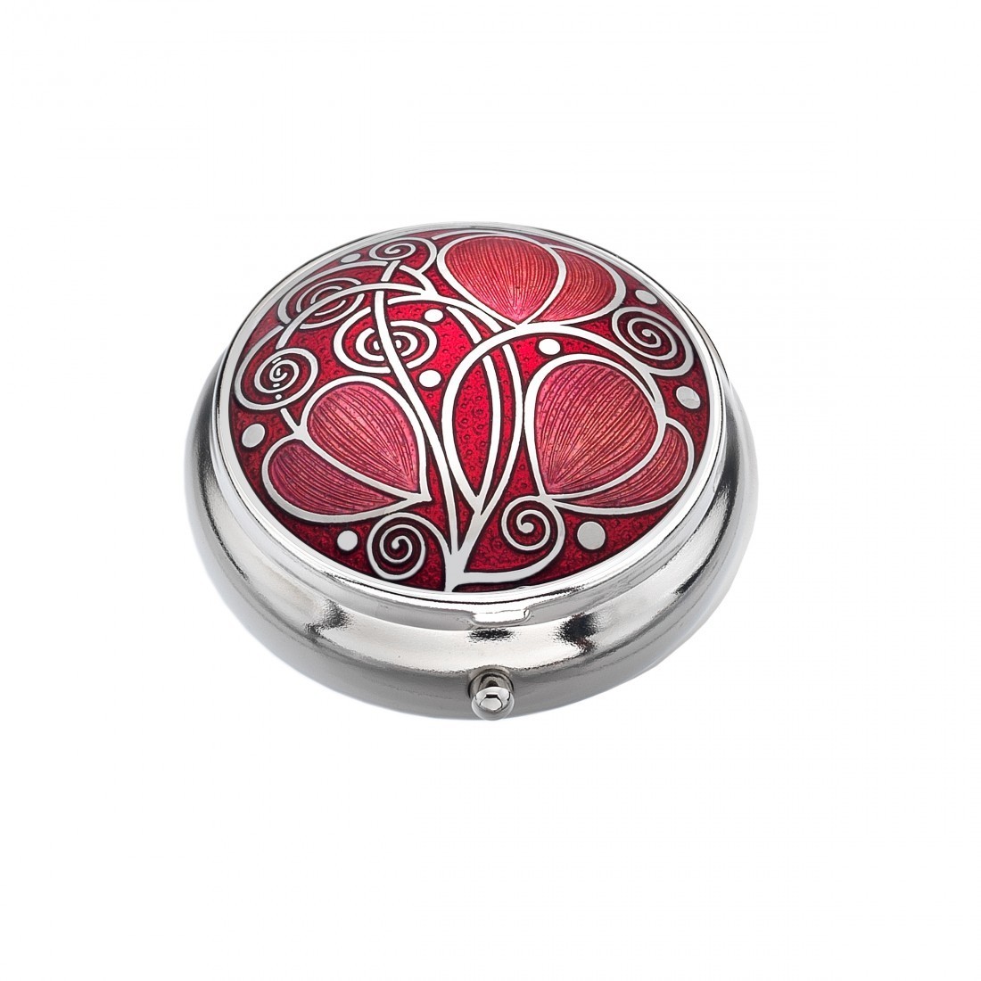 Enamel Rhodium Plated Celtic Mackintosh Red Pillbox