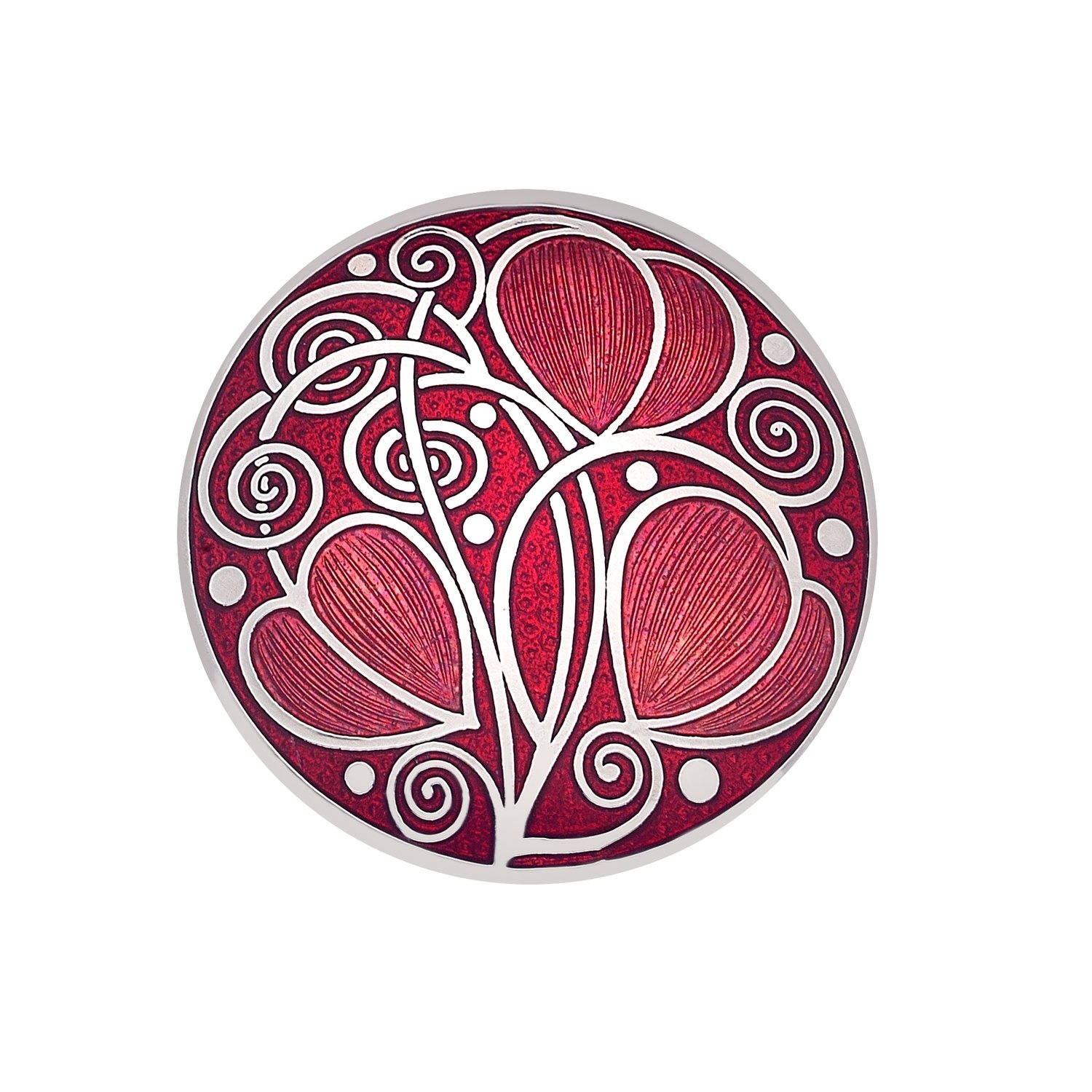 Enamel Rhodium Plated Celtic Mackintosh Red Brooch