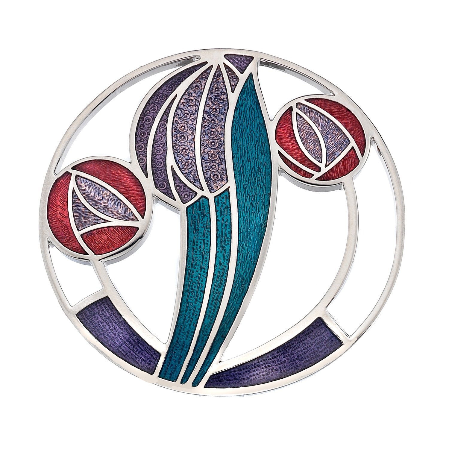 Enamel Rhodium Plated Celtic Mackintosh Purple Brooch