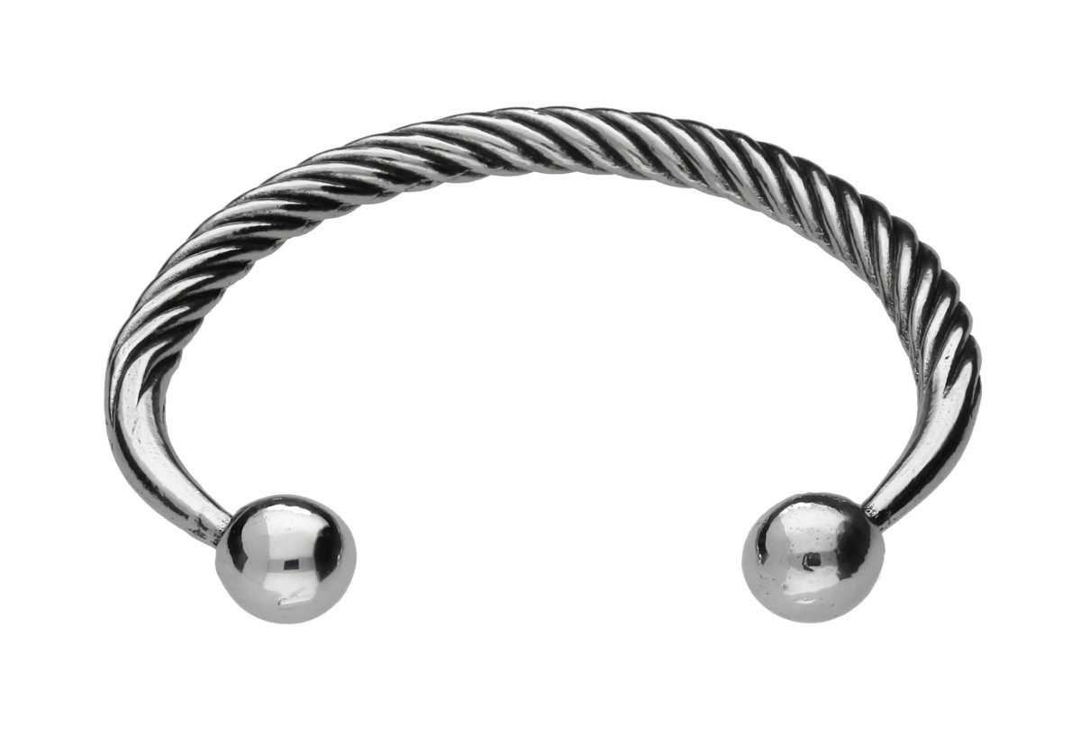 Round Ball Head Celtic Handmade Pewter Torque Bangle