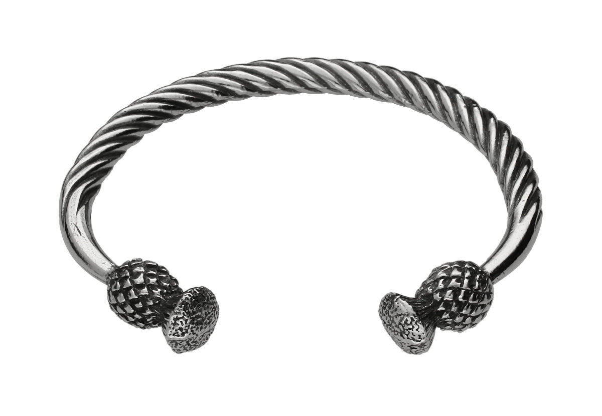Scottish Thistle Head Celtic Handmade Pewter Torque Bangle