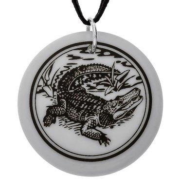 American Alligator Totem Handmade Round Porcelain Pendant