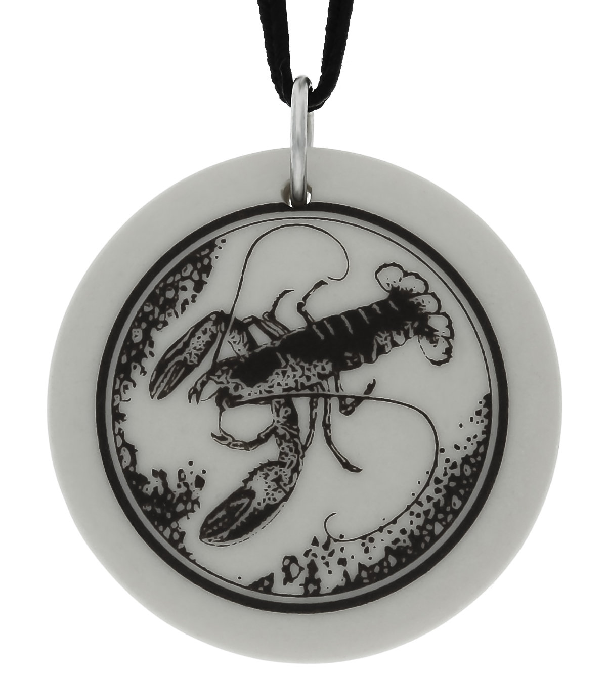 American Lobster Totem Round Handmade Porcelain Pendant