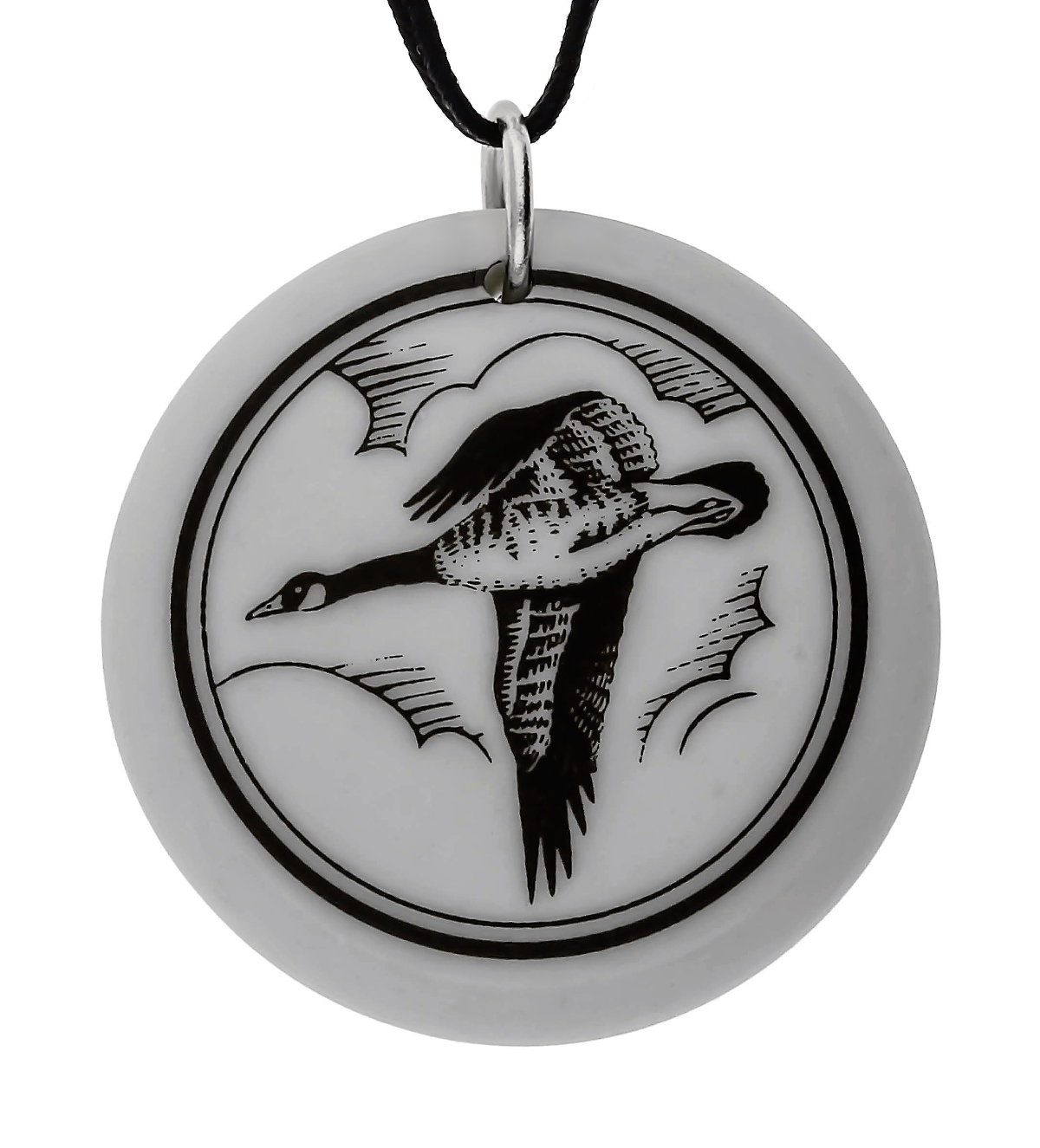 Canada Goose Totem Round Handmade Porcelain Pendant